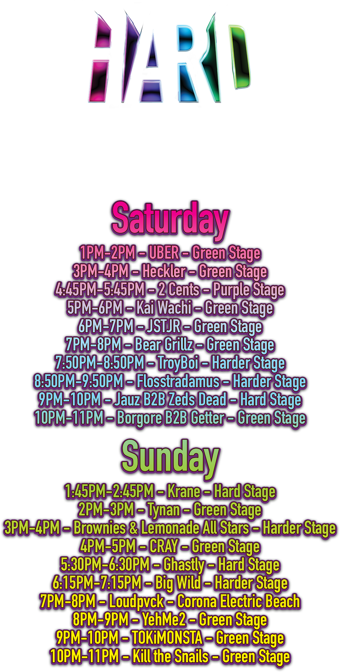 Bringing The Heat With Hard Summer 2018 Dropz Schedule - Hard (1200x2222), Png Download