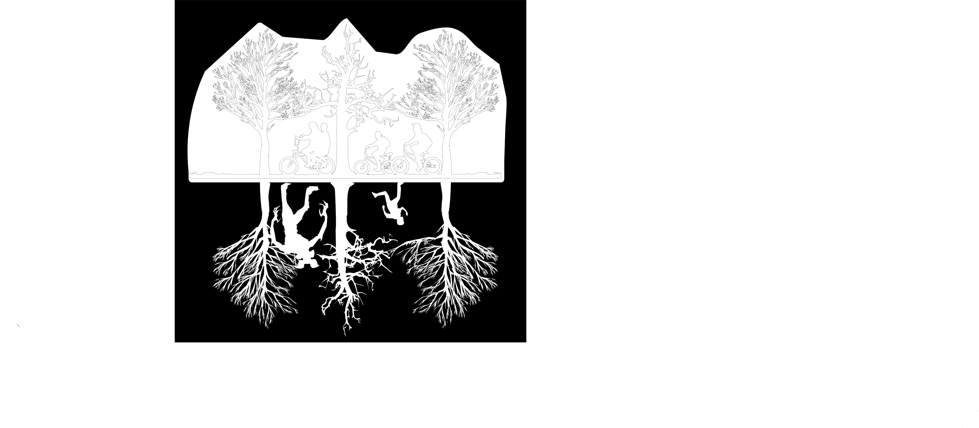 Netflix, Personal Use, Bicycles Trees Upside Down Inverted - Illustration (3146x1377), Png Download