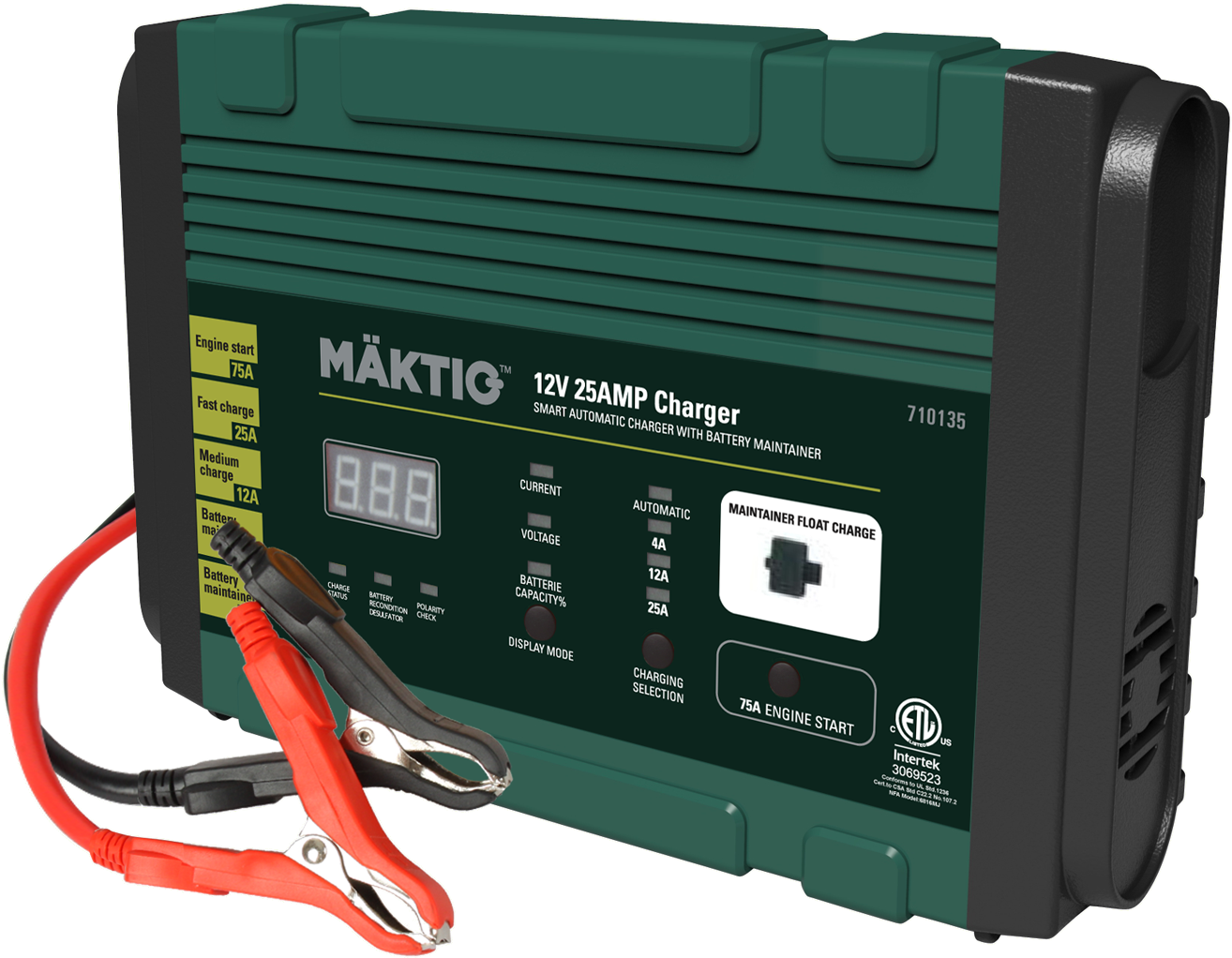 12v / 25a Smart Battery Charger With Jumpstarter - Smart Battery Charger (1800x1386), Png Download