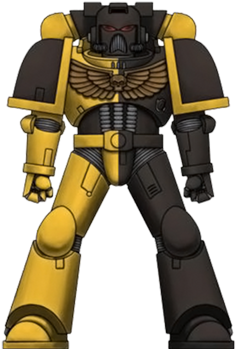 Lightbringers Space Marine In Power Armour - Black And Yellow Space Marines (300x400), Png Download