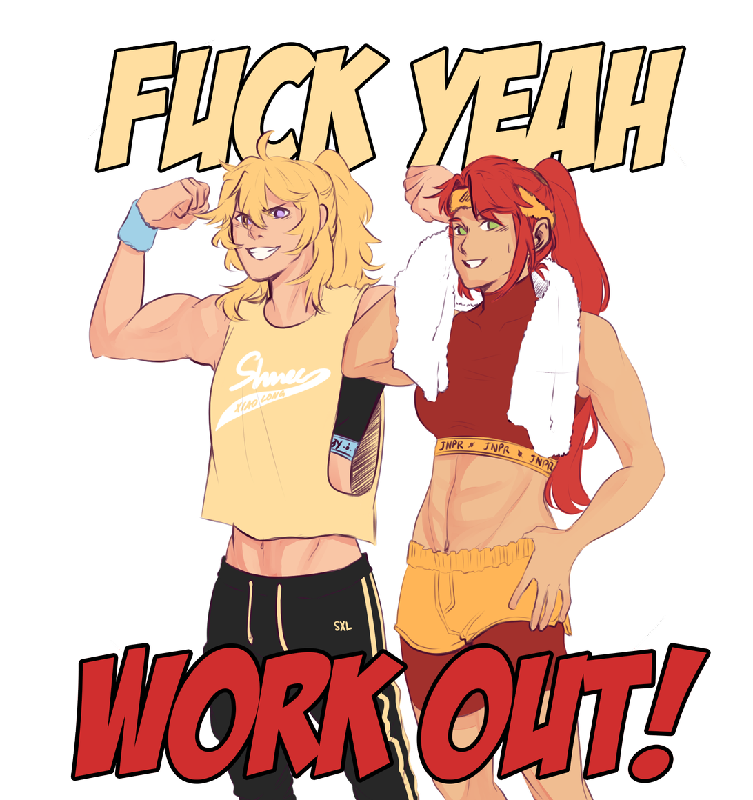 Fuck Yeah Yang And Pyrrha Work Out Bros Commission - Pyrrha (1200x1172), Png Download