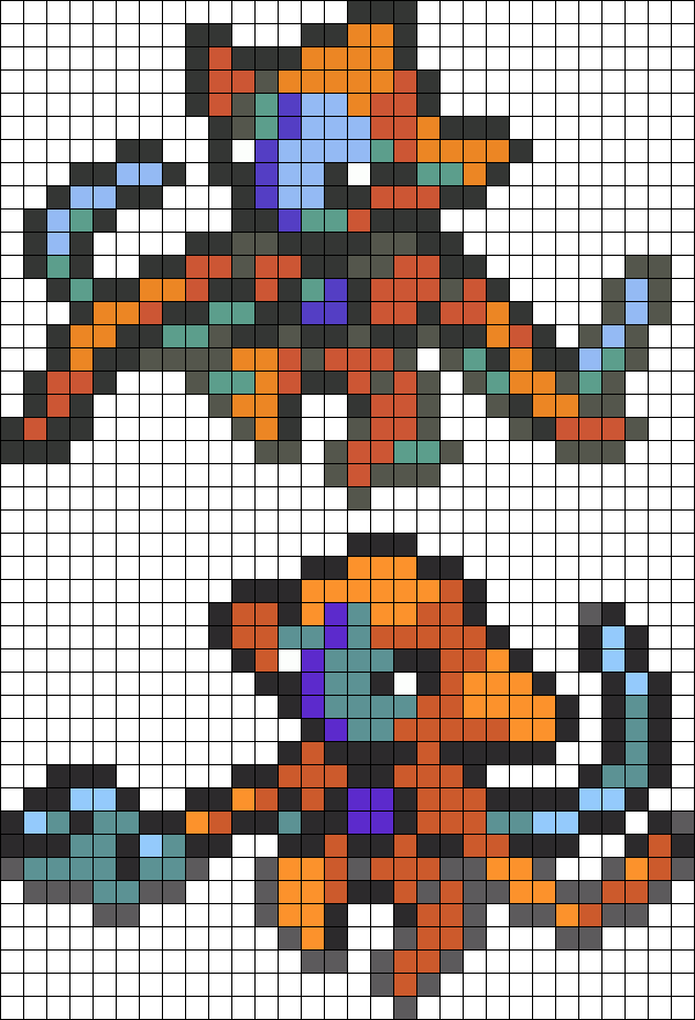 Deoxys Sprites Perler Bead Pattern / Bead Sprite - Pixel Art Pokemon Deoxys (631x925), Png Download