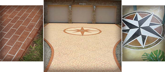 Decorative Concrete Engraving Of Walkway And Driveway - Decorative Concrete And Coatings (550x241), Png Download