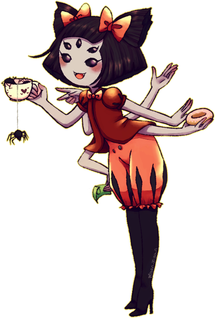 Little Miss Muffet By Myen Nyan-d9jjdie - Undertale Muffet Ecchi (728x1098), Png Download