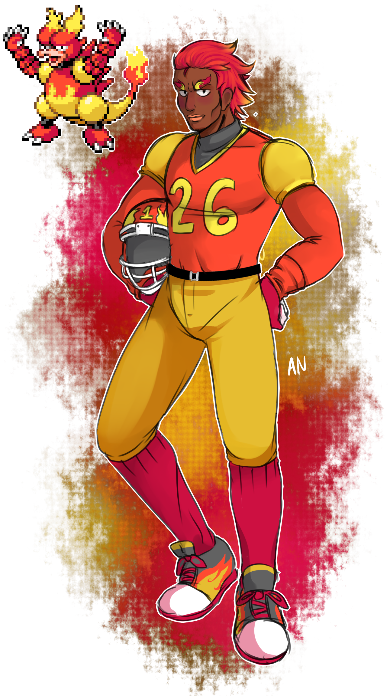 Magmar's Design Was Pretty Straight Forward And I Gave - Pokemon Magmar As Human (1300x2300), Png Download