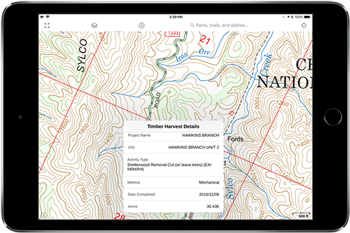 Gaia Gps Usfs Timber Harvest Overlay - Map On Tablet Png (600x432), Png Download