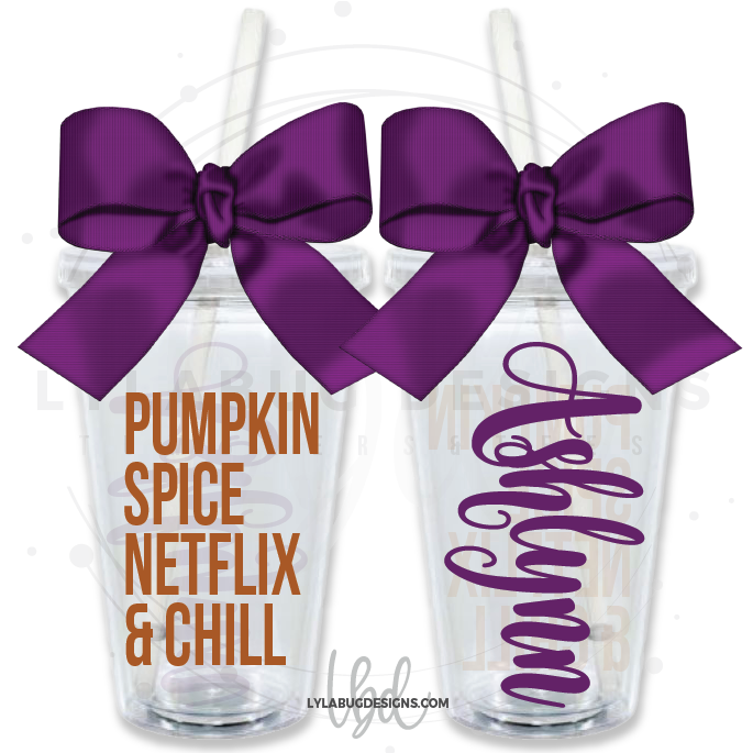 Pumpkin Spice Netflix & Chill Tumbler - Pineapple Tumbler Vinyl (900x900), Png Download