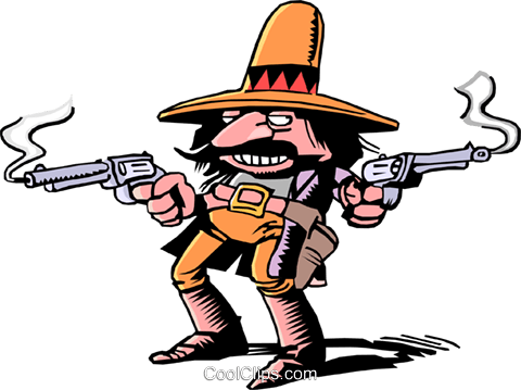 Cartoon Gunslinger Royalty Free Vector Clip Art Illustration - Gunslinger Clipart (480x359), Png Download