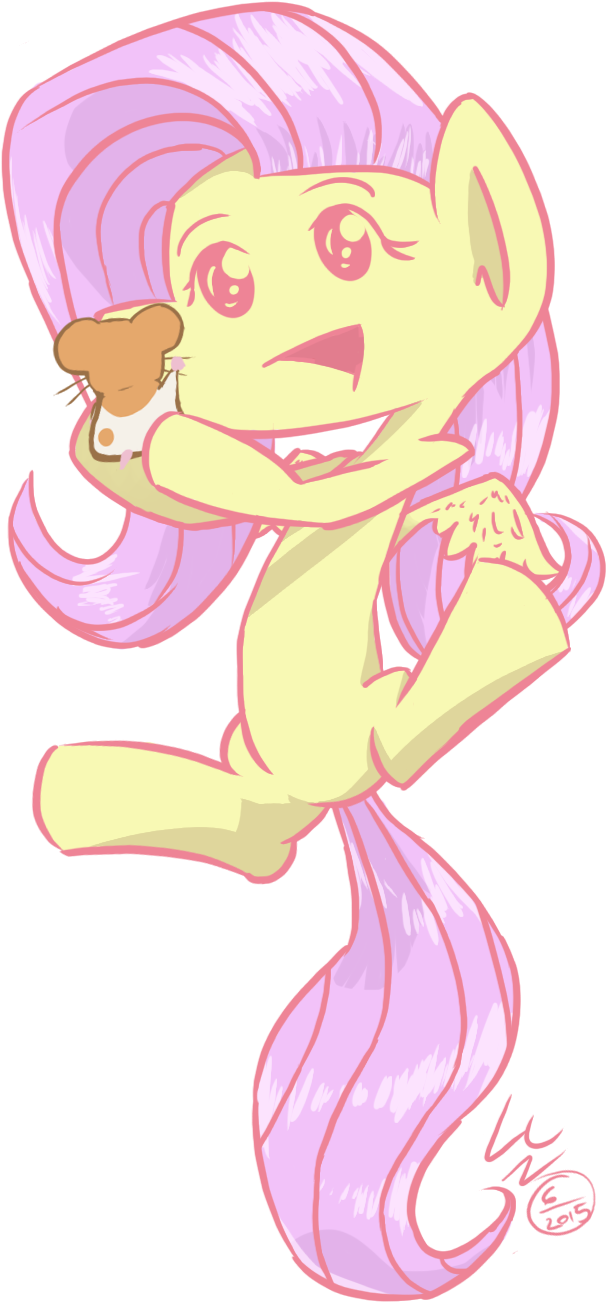 Fluttershy Meets Hamtaro By Liracrown - Art (606x1311), Png Download