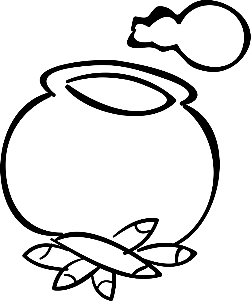 Halloween Stew Of Bones In A Witch Rounded Pot On Firewood - Firewood Cooking Icon (818x980), Png Download