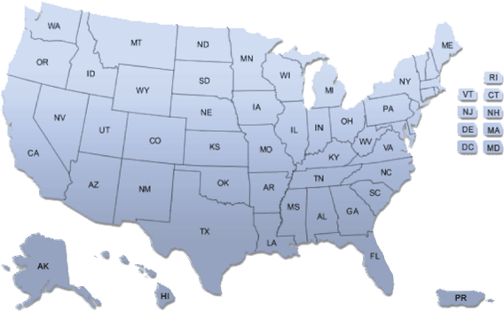 Hawaii - Blue Map Of United States (612x388), Png Download