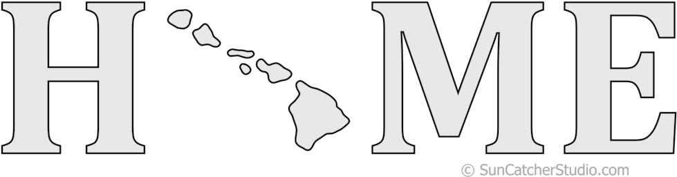 Hawaii Home Stencil Pattern Shape State Stencil Clip - Pattern (1020x270), Png Download