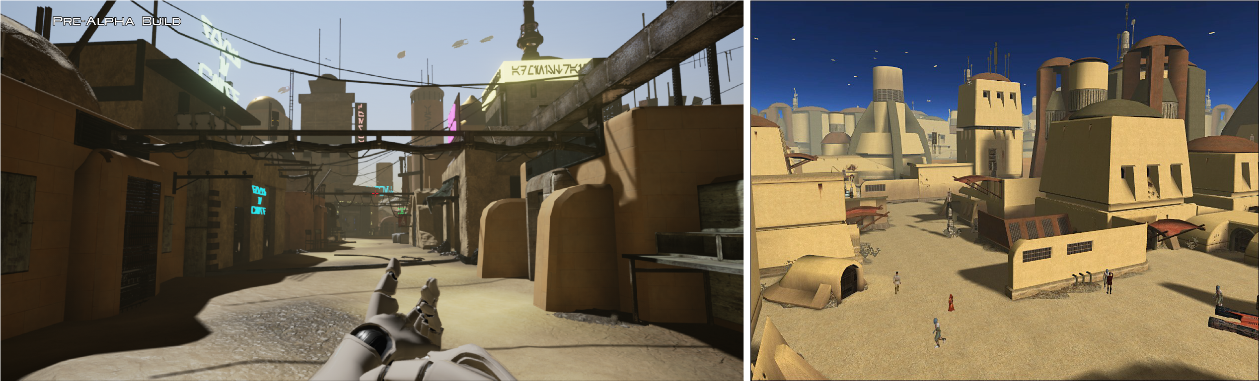 Comparison Of New And Old Environments - Kotor Unreal Engine 4 (2535x769), Png Download