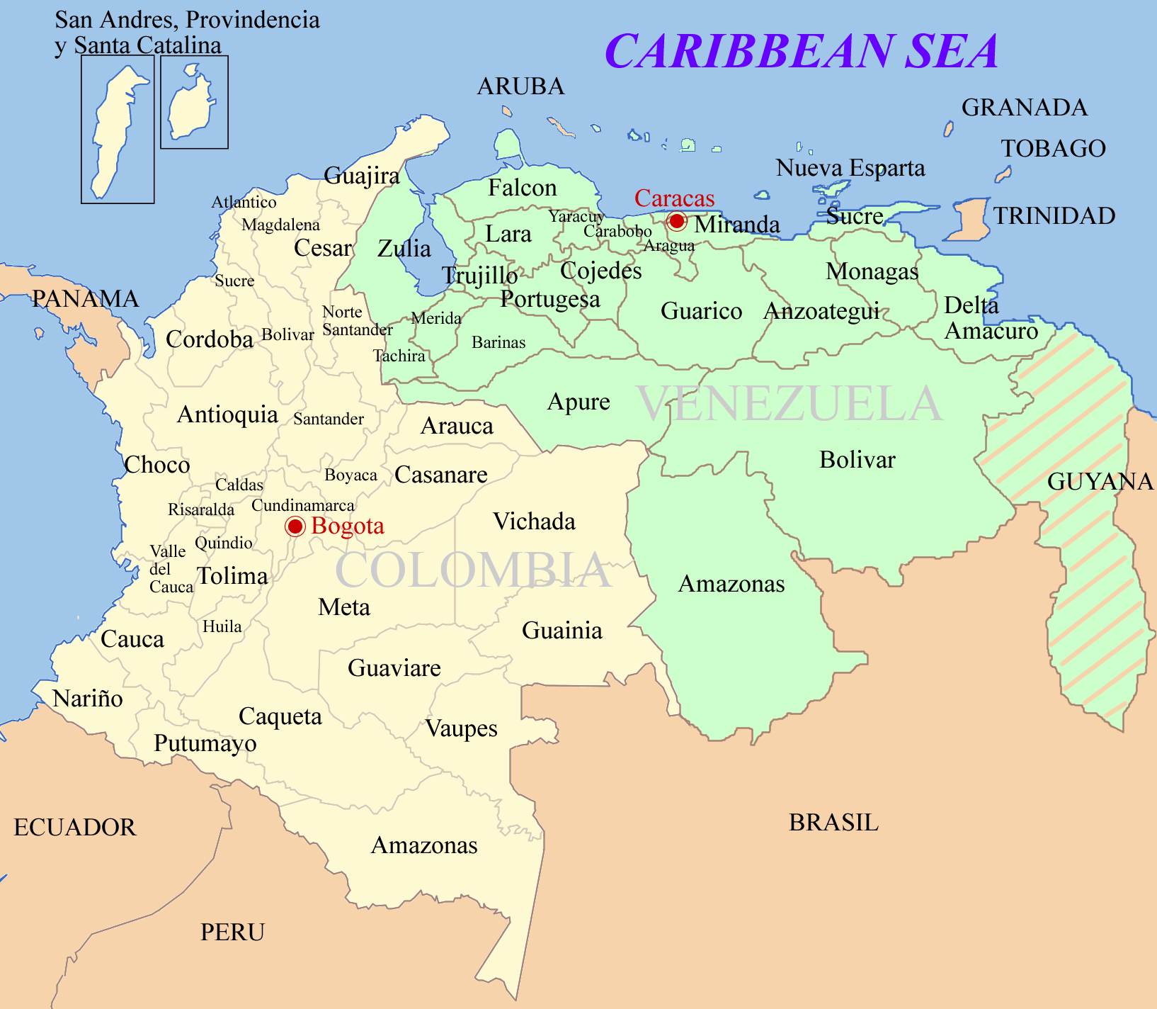Colombia Venezuela Maritime Border Dispute - Limites De Colombia Con Venezuela (1634x1424), Png Download