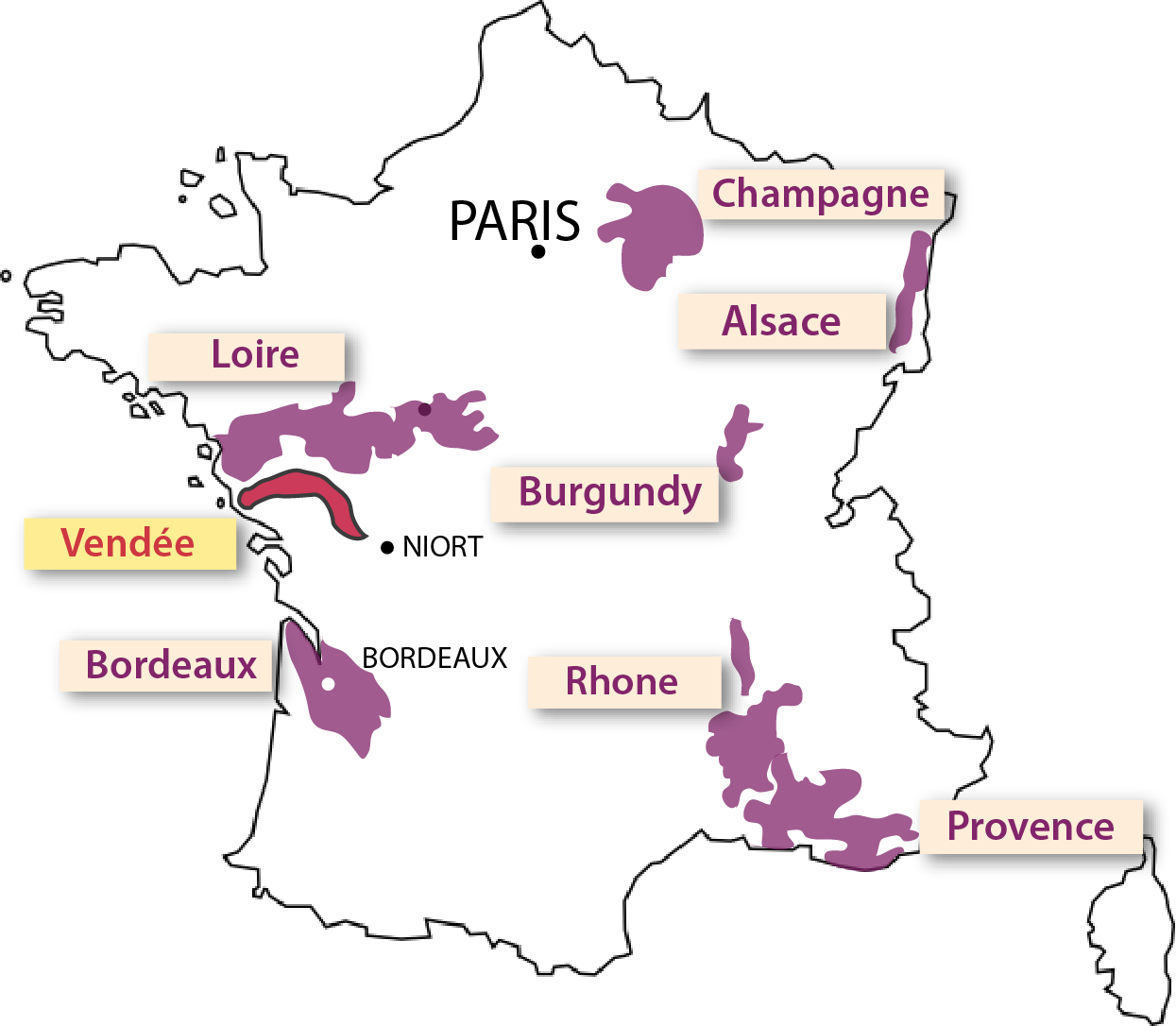 Wine Tours In Vende Francefrench Wine Tours - France Wine Tour Map (1245x1086), Png Download