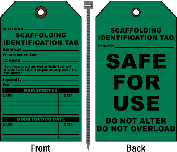 Scaffolding Safe For Use Do Not Alter Tag - Scaffolding Tag (600x514), Png Download