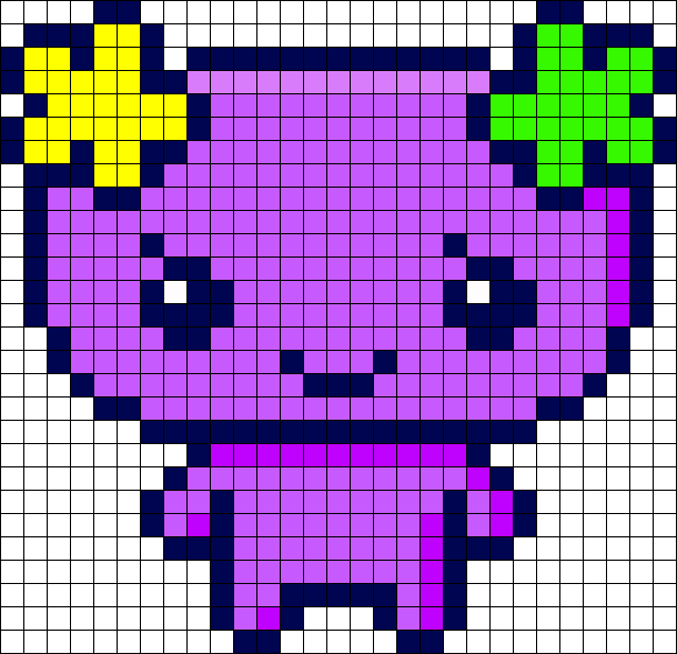 Tamagotchi Violetchi Perler Bead Pattern / Bead Sprite - Fire Flower (610x589), Png Download