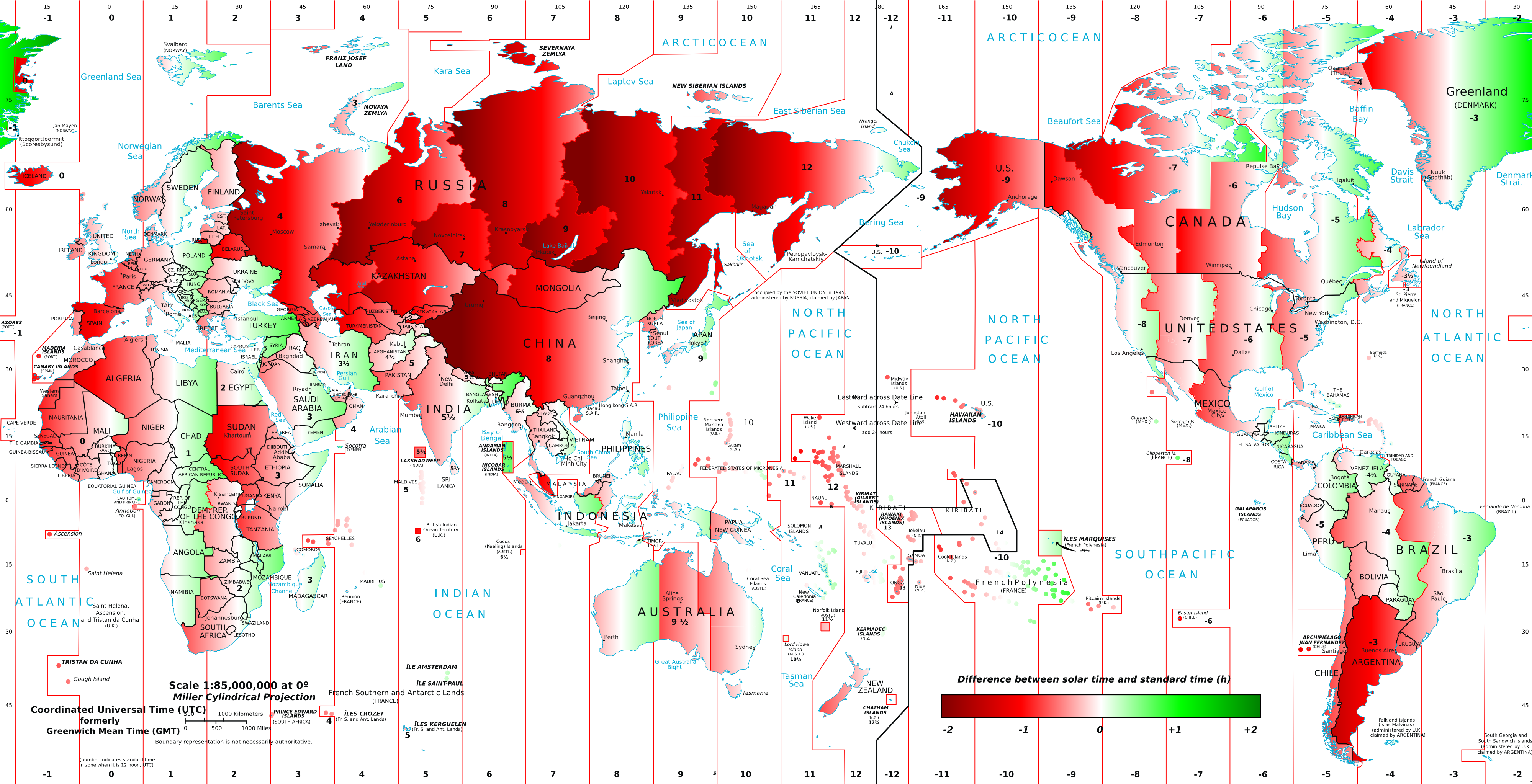 Solar Time Map - Solar Time Vs Standard Time (4000x2048), Png Download