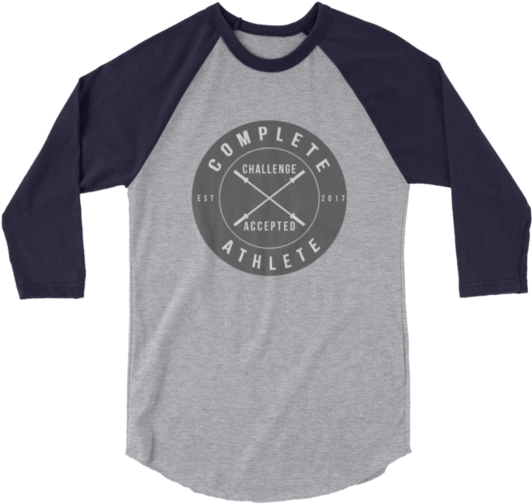 {grey/navy} Tultex 3/4 Sleeve Raglan Shirt With Challenge (800x800), Png Download