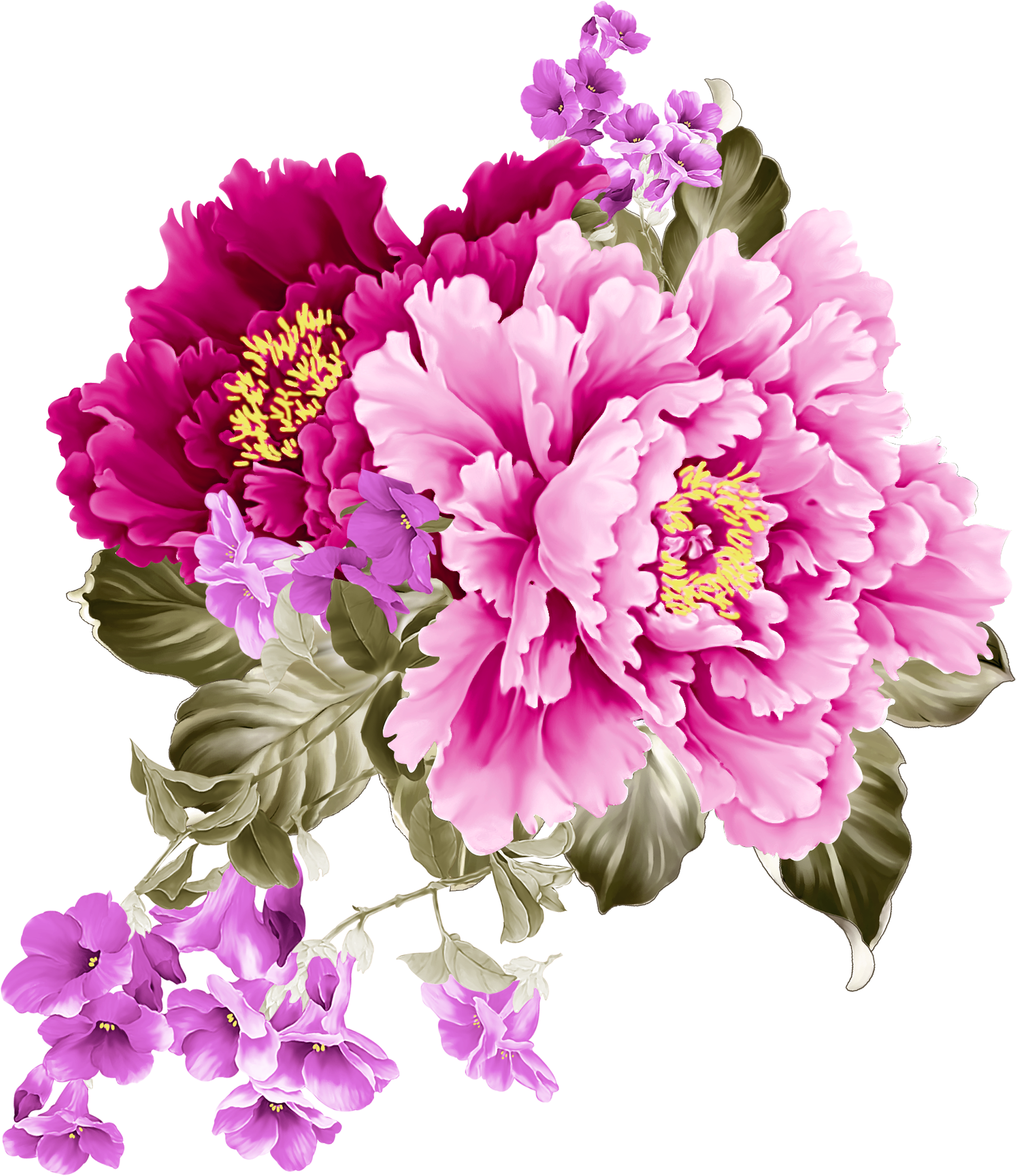 Picture Library Chinese Vector Flower - Painted Flower (2835x2835), Png Download