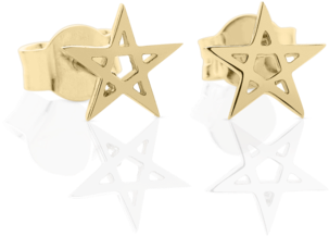 Pentagram Stud Earrings - Pentagram Gold Stud Earrings (500x500), Png Download