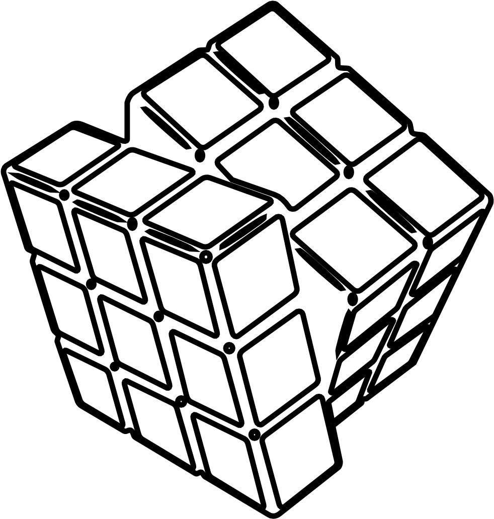 Ice Cubes Clipart - Rubik's Cube Black And White (999x1051), Png Download