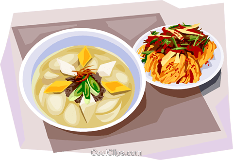 Korean Food Rice-cake Soup Royalty Free Vector Clip - Korean Food Free Vector (480x329), Png Download