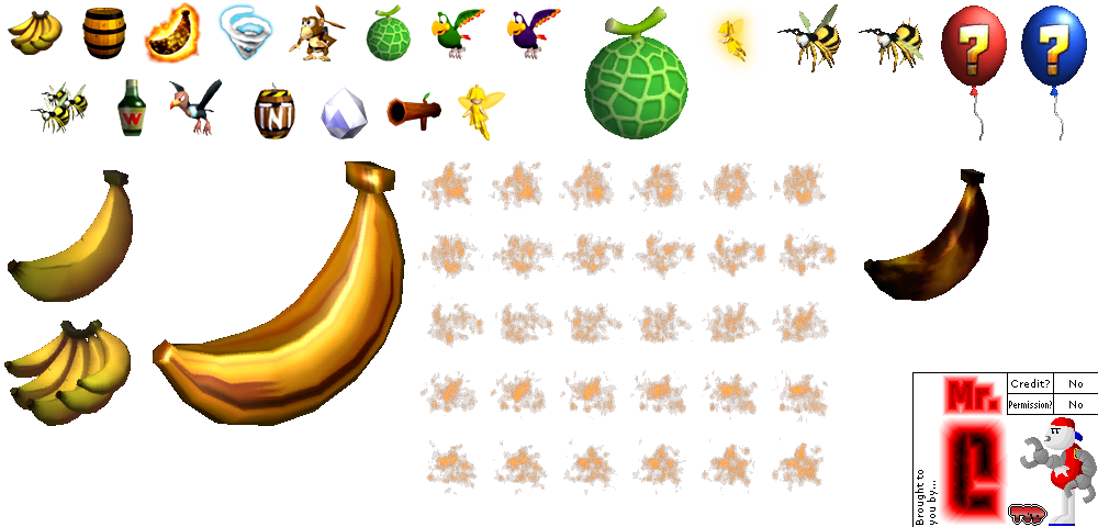 Click For Full Sized Image Item Icons & 2d Items - Donkey Kong Items (1000x480), Png Download