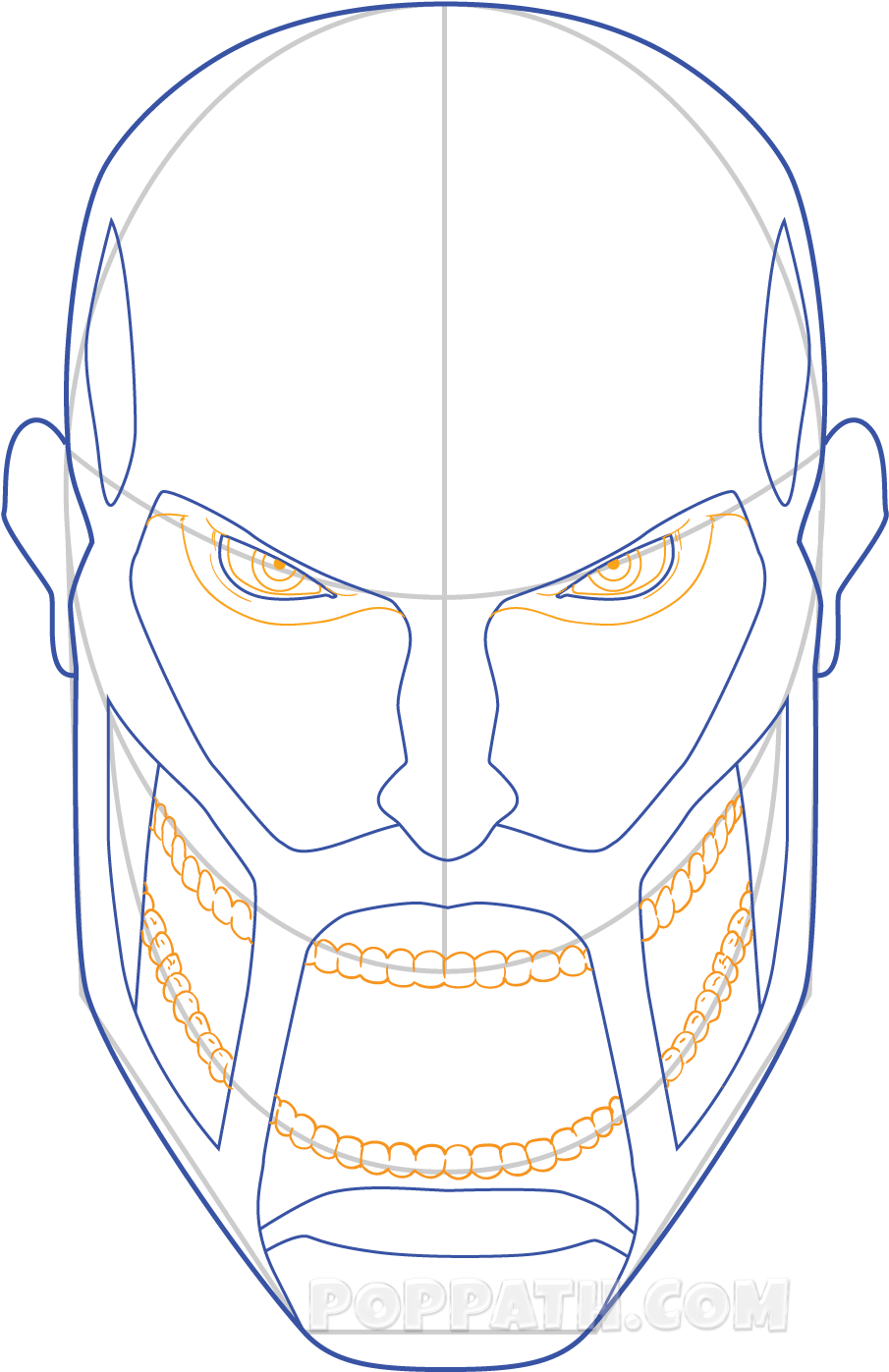 How To Draw A Titan Face Pop Path Png Anime Face Outline - Sketch (1500x1500), Png Download