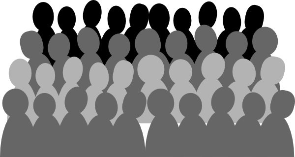 Image Black And White Library Audience Large Population - Crowd Clip Art (600x319), Png Download