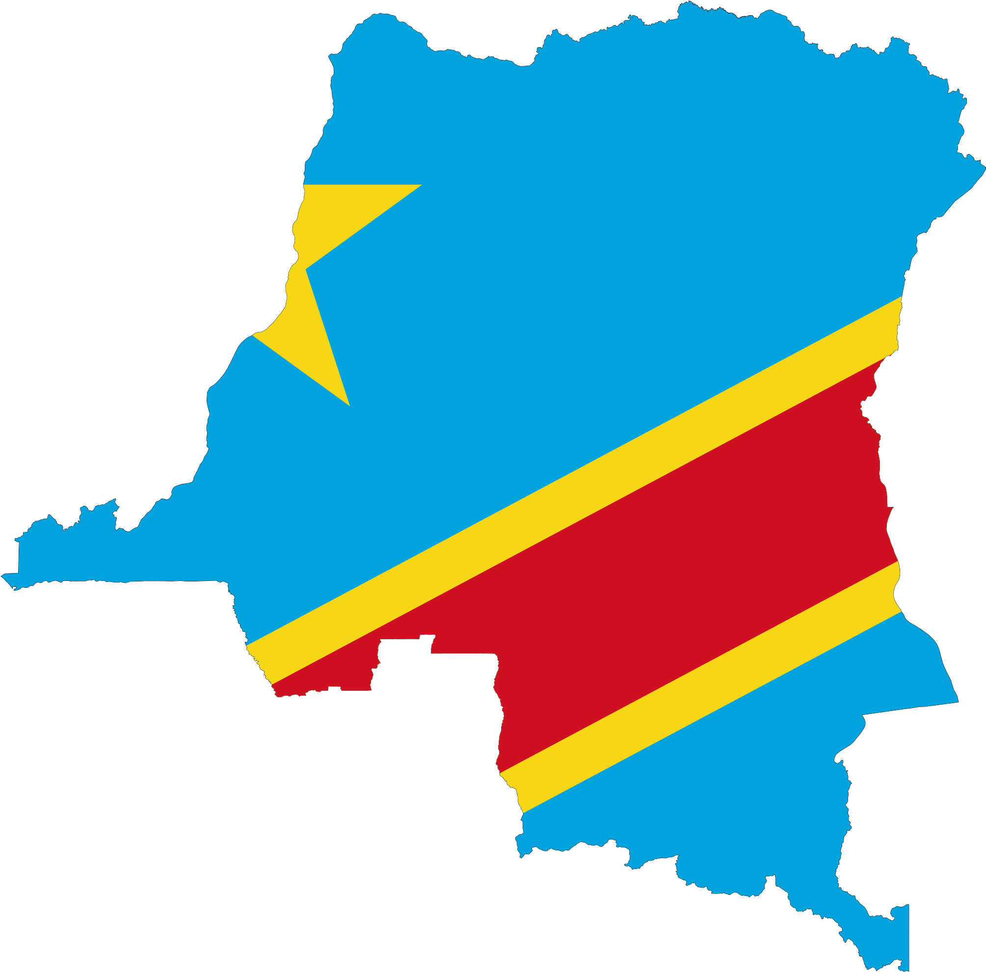 Congo Kinshasa, Africa Flag, West Africa, Flags Of - Democratic Republic Of Congo Flag Map (2048x2019), Png Download
