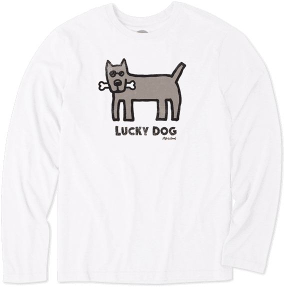 Men's Lucky Dog Bone Long Sleeve Cool Tee - Sleeve (570x574), Png Download