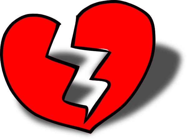 Broen Heart Vector - Broken Heart Clip Art (600x449), Png Download