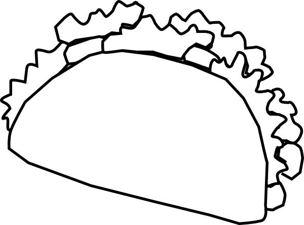 Taco Clip Art At Clker - Black And White Taco Transparent Background (600x444), Png Download