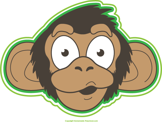 Free Monkey Clipart - Chimp Face Clipart Free (564x424), Png Download