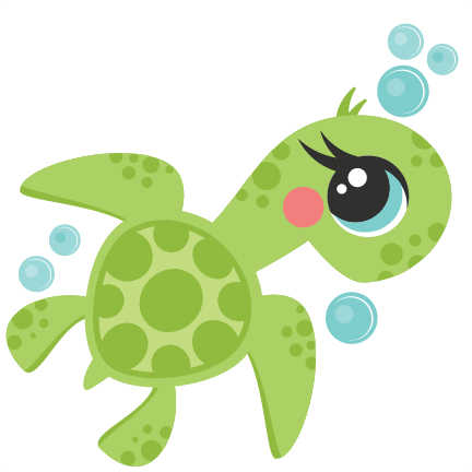 Sea Turtle Cut File Cute Clipart Files For Silhouette - Cute Sea Turtle Png (432x432), Png Download