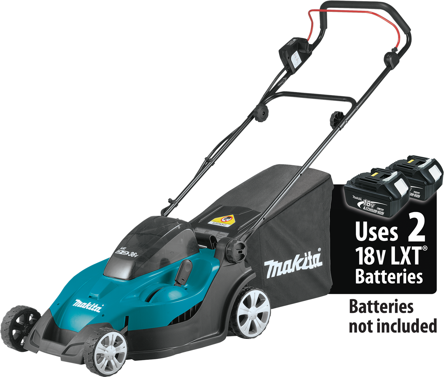 18v X2 Lxt® Lithium‑ion Cordless 17" Lawn Mower, Tool - Makita Dlm431pf4 18v Lxt Cordless Lawn Mower 4 X 3.0ah (1500x1500), Png Download