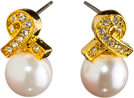 Gold Ribbon Twist W White Pearl - Pearl (500x500), Png Download