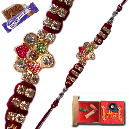 Trendy Rakhi With Diamond And Minakari Work - Kundan (435x435), Png Download