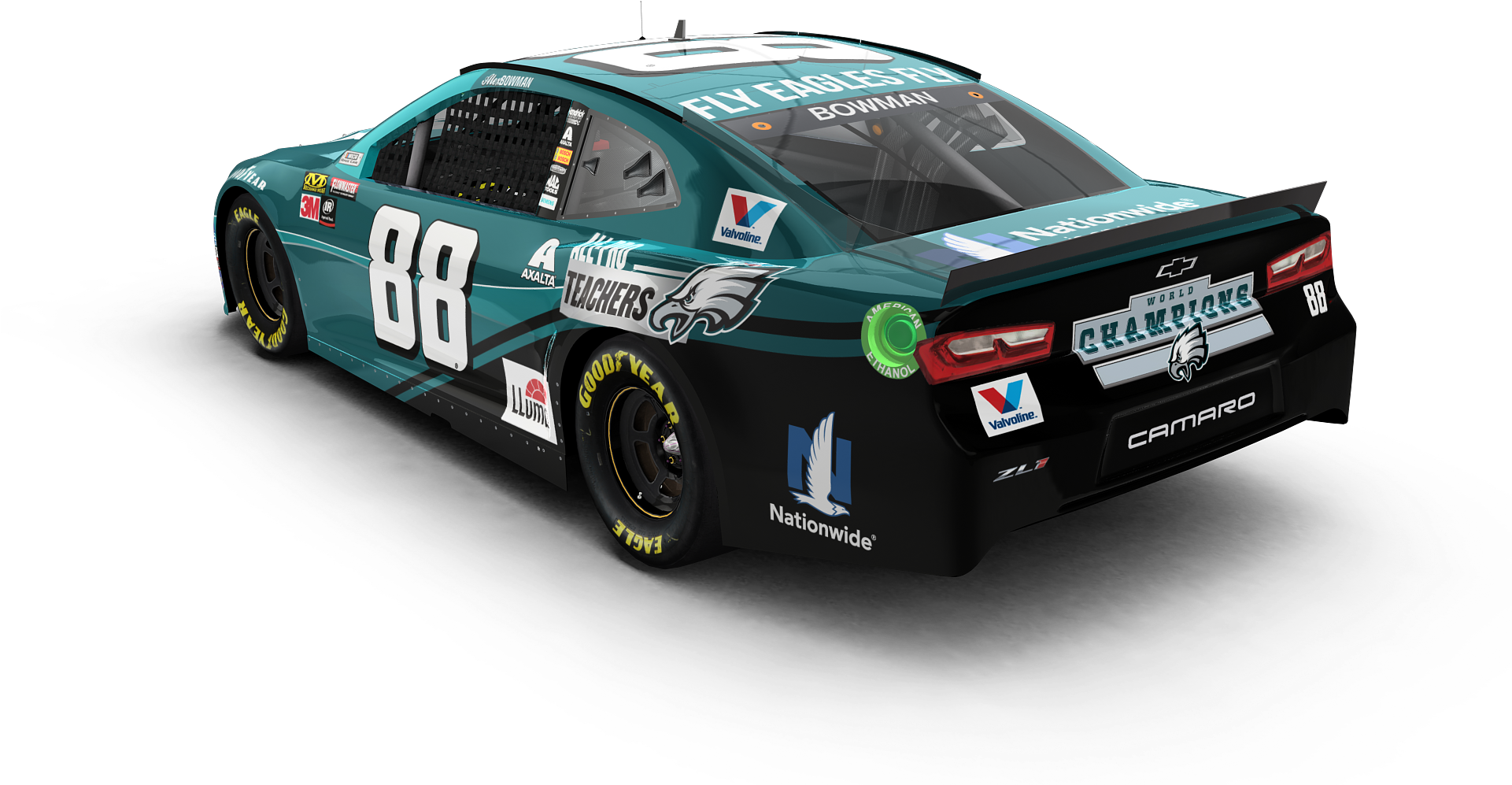 Nfl Race Car - Pocono Alex Bowman Eagles Car (1920x1080), Png Download