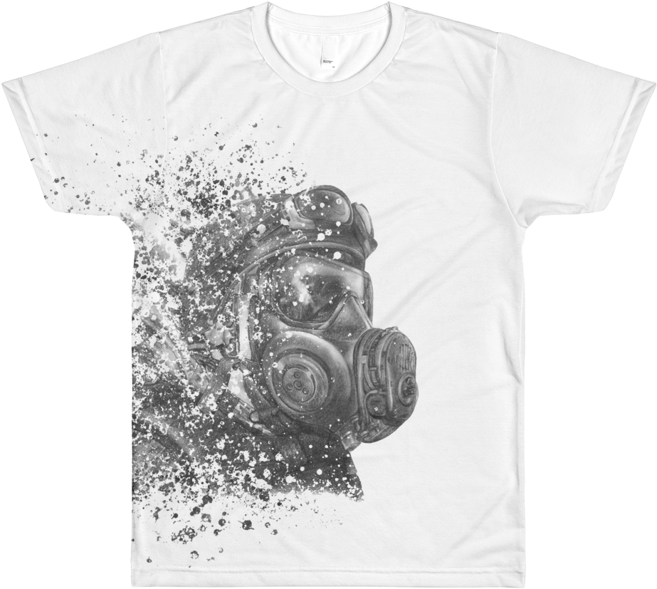 'paint Splatter Gas Mask' Men's Tee - Monochrome (1000x1000), Png Download