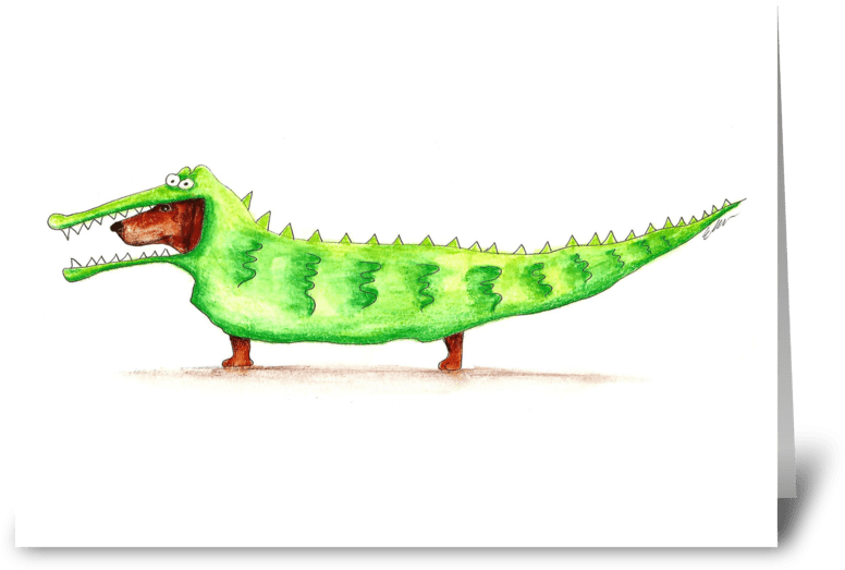 Wiener Dog In Costume Greeting Card - Dachshund (848x698), Png Download