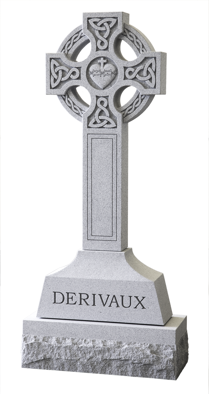 Derivaux Cross With Crown Of Thorns - Headstone (795x1500), Png Download