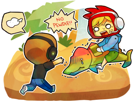 “ Pewdiepie In Scribblenauts Unlimited ^w^ Image By - Pewdiepie Scribblenauts Fanart (485x367), Png Download