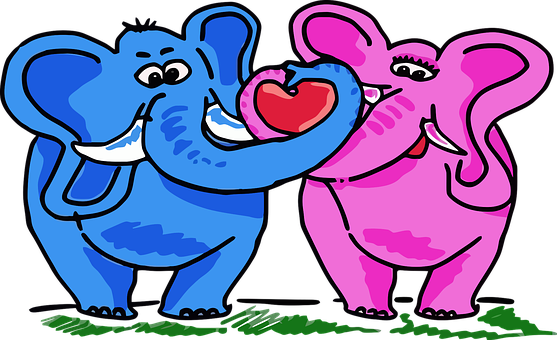 Africa Animal Anthropomorphic Asia Cartoon - Elephant Clipart Love (557x340), Png Download
