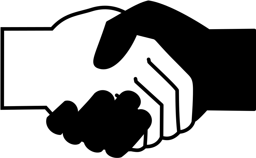 Open - Black White Handshake (1000x1000), Png Download