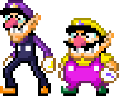 Wario And Waluigi, Mario World Style By Xyrau On Deviantart - Waluigi Super Mario World (525x420), Png Download