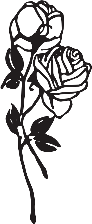 Clipart - Two Roses - Rose Clipart Png Black And White (800x800), Png Download