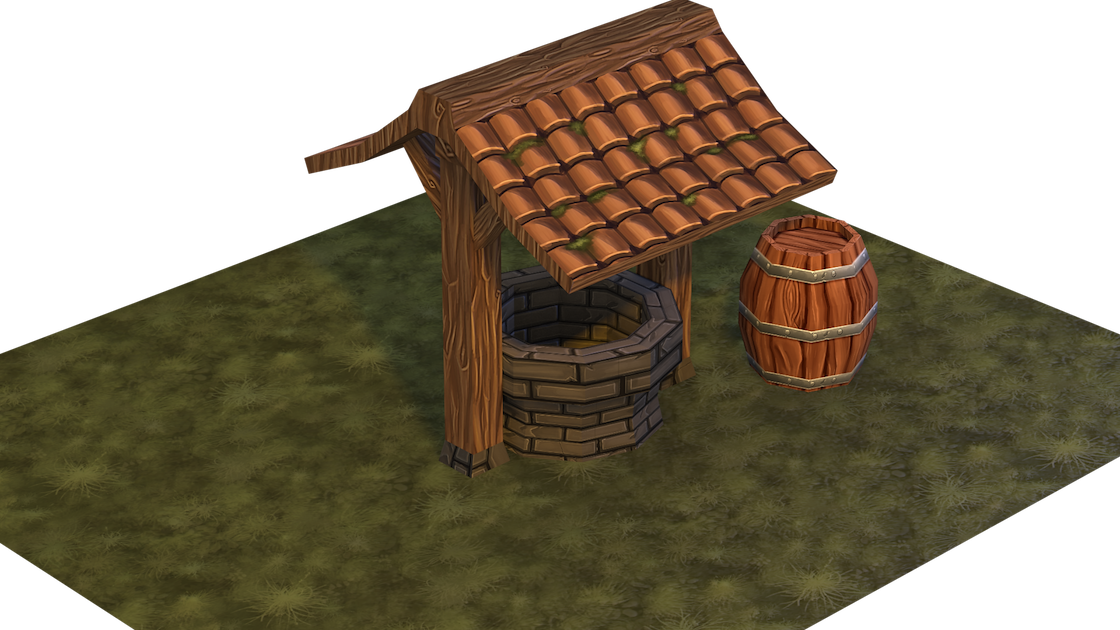 Low Poly Well With Handpainted Textures - Illustration (640x360), Png Download