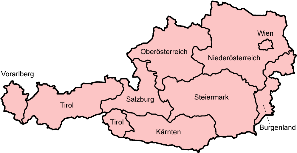 Austria States German - Austrian States In German (1000x524), Png Download